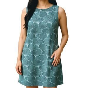 Halogen Geometric Sleeveless Lightweight Crew Neck Shift Dress like NEW Sz Small